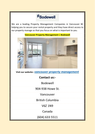 Vancouver Property Management | Bodewell