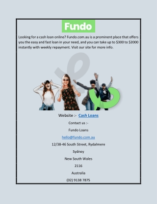 Cash Loans | Fundo.com.au