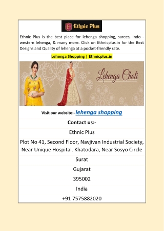 Lehenga Shopping | Ethnicplus.in