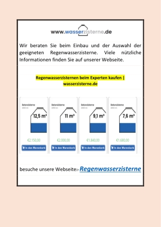 Regenwasserzisternen beim Experten kaufen | wasserzisterne.de