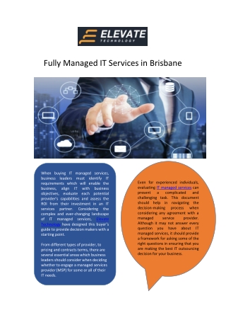 Fully Managed IT Services in Brisbane - Elevate Technology