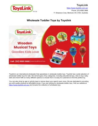 Wholesale Toddler Toys by Toyslink