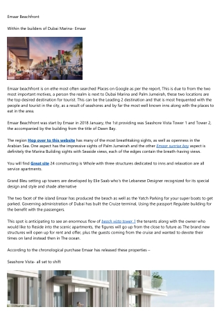 Palace Beach Residence Emaar