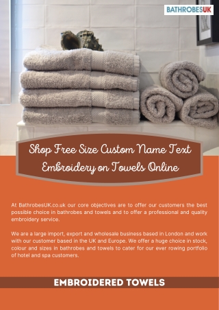 Shop Free Size Custom Name Text Embroidery on Towels Online