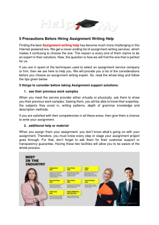 5 Precautions Before Hiring Assignment Writing Help
