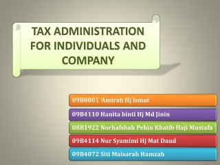 TAX ADMINISTRATION FOR INDIVIDUALS AND COMPANY