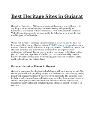 UNESCO world heritage sites in Gujarat