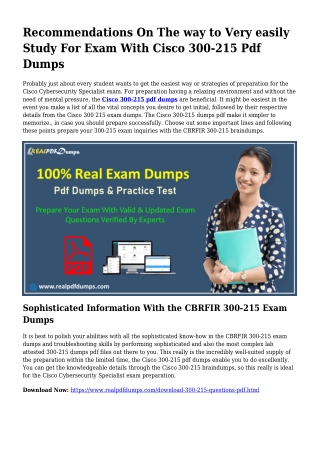 Valuable Preparing Via the Assistance Of 300-215 Dumps Pdf