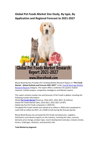 Global Pet Foods Market Research Report 2021-2027