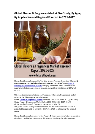 Global Flavors & Fragrances Market Research Report 2021-2027