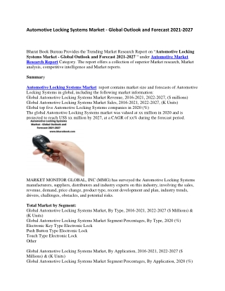 Automotive Locking Systems Market - Global Outlook and Forecast 2021-2027-converted
