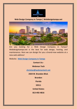 Web Design Company in Tampa | Webdesigntampa.net