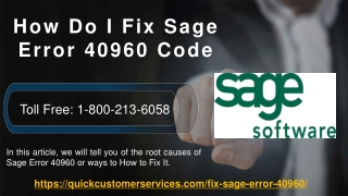 Call 1-800-213-6058 - How Do I Fix Sage Error 40960 Code