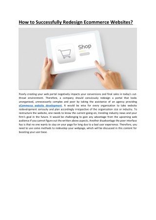 How to Successfully Redesign Ecommerce Websites