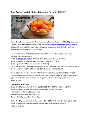 Global Dried Apricots Market Research Report 2021-2027