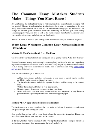 Top 11 Common Essay Mistakes Students Make: Writing Techniques