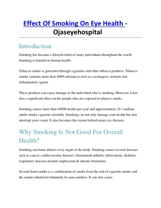 Effect Of Smoking On Eye Health - Ojaseyehospital