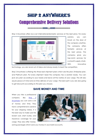 Ship2Anywhere Comprehensive Delivery Solutions