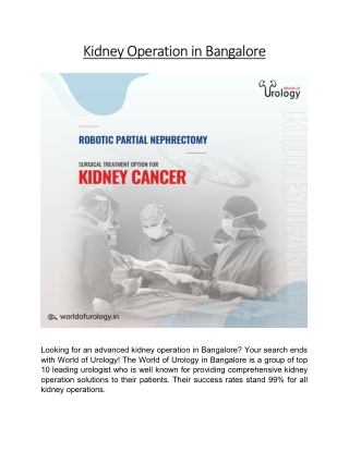 Kidney Operation in Bangalore