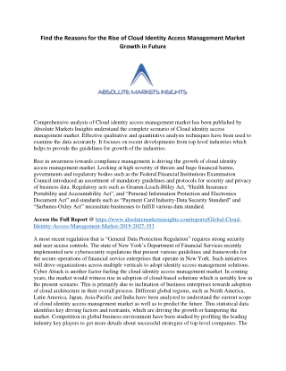 Find the Reasons for the Rise of Cloud Identity Access Management Market Growth