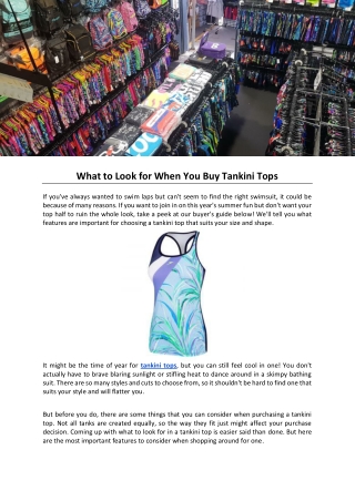 What to Look for When You Buy Tankini Tops