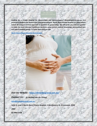 North Shore Private Hospital Obstetricians | Drvandergriend.com.au