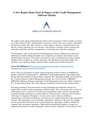 A New Report States Facts & Figures of the Credit Management Software Market