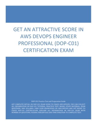 Get An Attractive Score in AWS DevOps Engineer Professional (DOP-C01) Exam