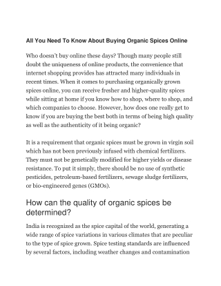 All You Need To Know About Buying Organic Spices Online