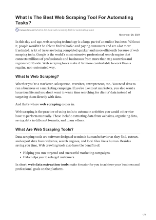 1What Is The Best Web Scraping Tool For Automating Tasks
