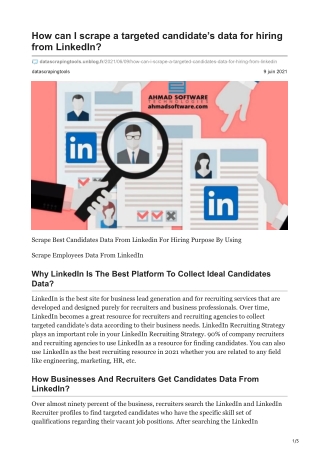 How can I scrape a targeted candidates data for hiring from LinkedIn