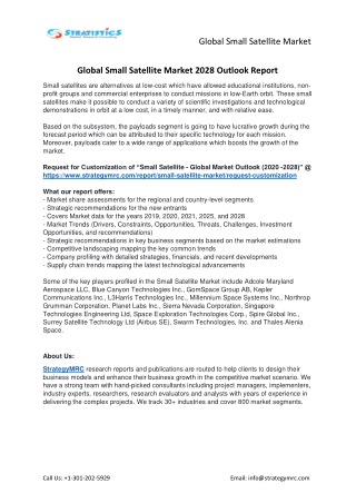 Small Satellite Market Forecasts to 2028