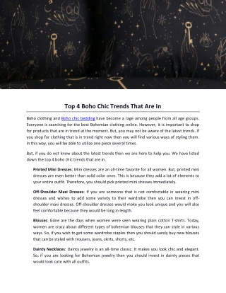 Top 4 Boho Chic Trends That Are In