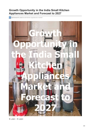 India Small Kitchen Appliances Market and Forecast to 2027