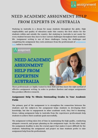NEED ACADEMIC ASSIGNMENT HELP FROM EXPERTSIN AUSTRALIA