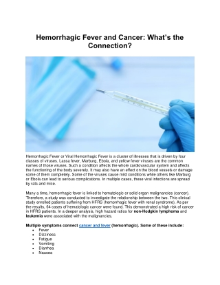 Hemorrhagic Fever and Cancer