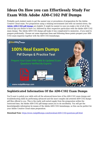 Polish Your Abilities Together with the Assist Of AD0-C102 Pdf Dumps