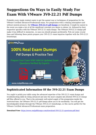 Sustainable 3V0-22.21 Dumps Pdf For Incredible End result