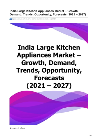 India Large Kitchen Appliances Market Forecasts 2021 - 2027