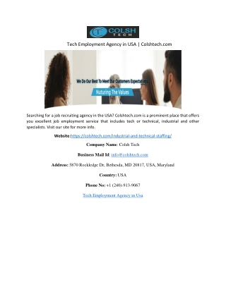 Tech Employment Agency in USA