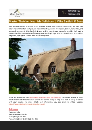 Master Thatcher Near Me Salisbury