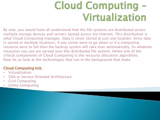 Cloud Computing – Virtualization