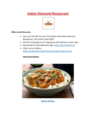 Indian Diamond Restaurant in Maryborough | Flat 5% off