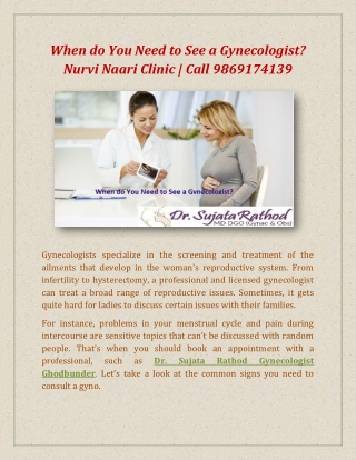 When do You Need to See a Gynecologist : Best Gynecologist Doctor in Thane, Maha