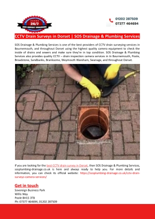 CCTV Drain Surveys in Dorset