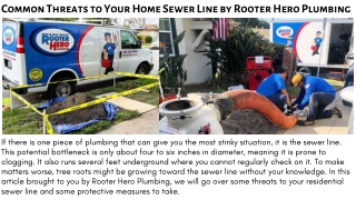 Common Threats to Your Home Sewer Line by Rooter Hero Plumbing