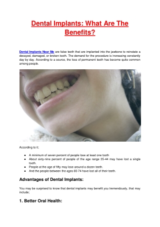 Dental Implants What Are The Benefits