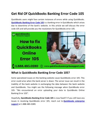 Get Rid Of QuickBooks Banking Error Code 105