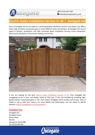 Electric Gates Installation Service in UK