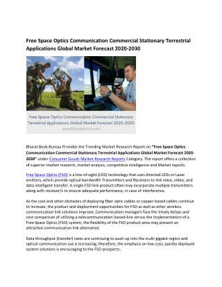 Free Space Optics Communication Commercial Stationary Terrestrial Application